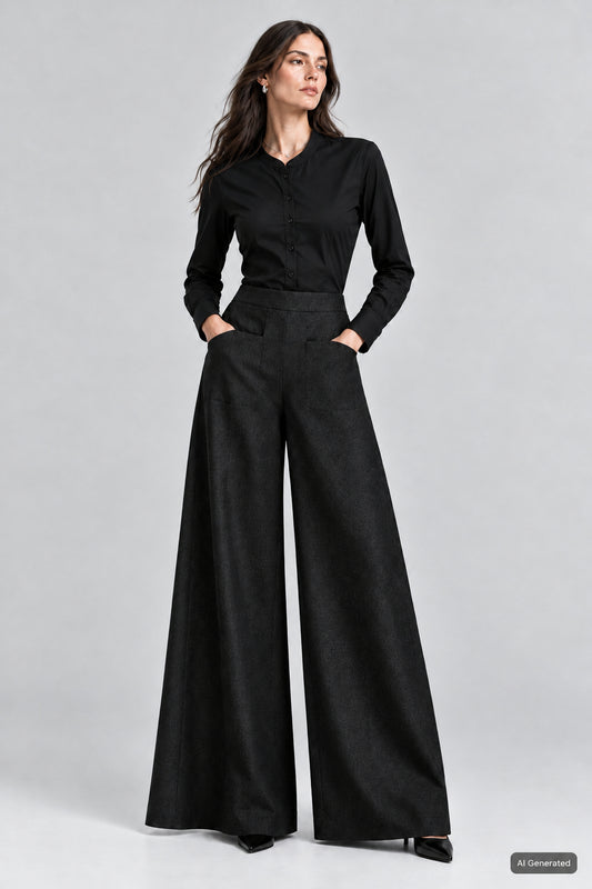 Tokyo wide leg trousers with geometric cuts