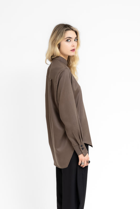 Ombra Geometric cuts buttons shirt