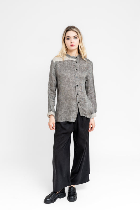 SandStorm asymmetric double sided linen shirt