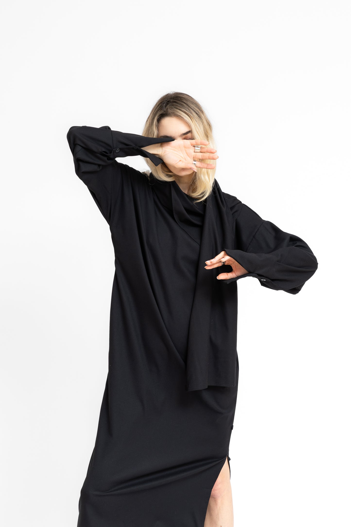 UNLoop dress Geometric floating panel and large cuffs dress