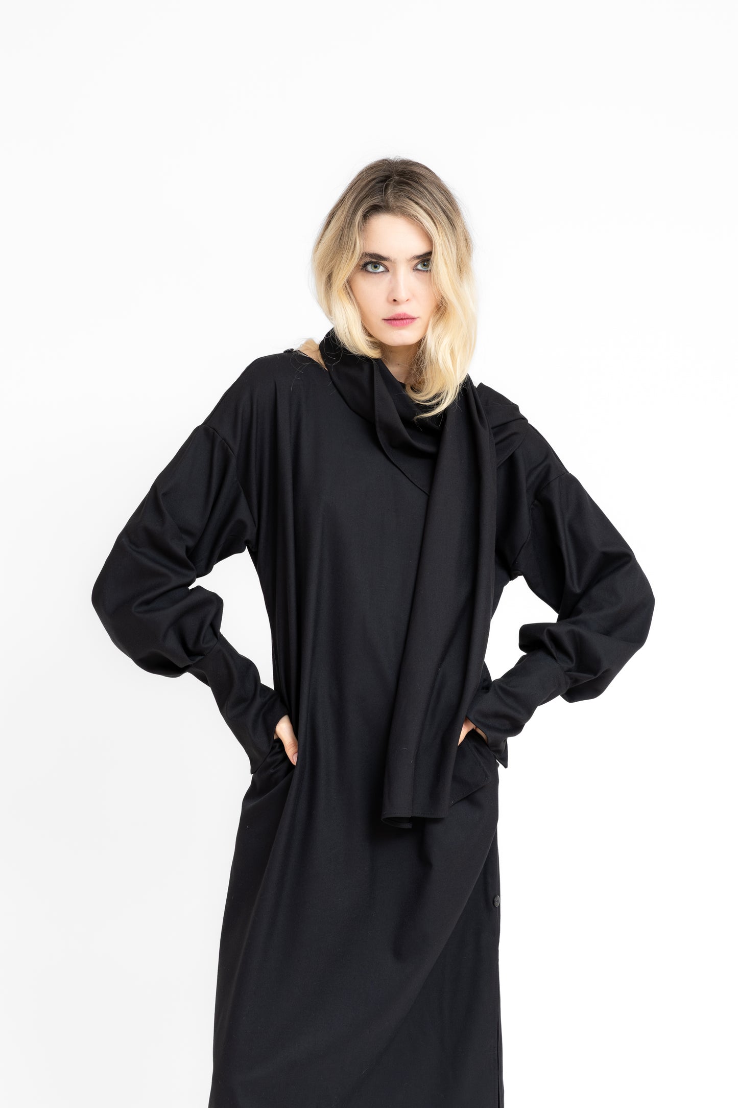 UNLoop dress Geometric floating panel and large cuffs dress