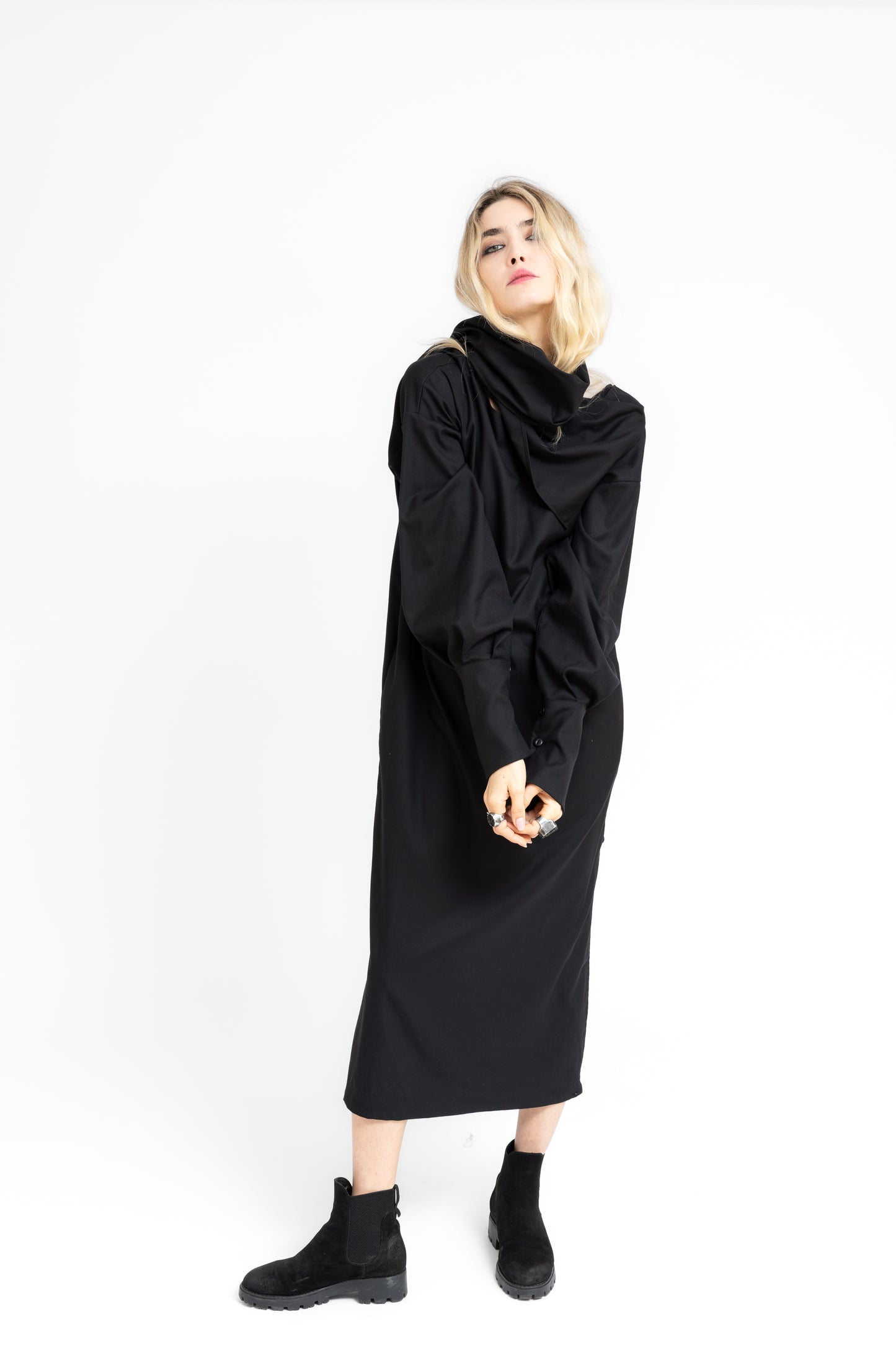 UNLoop dress Geometric floating panel and large cuffs dress