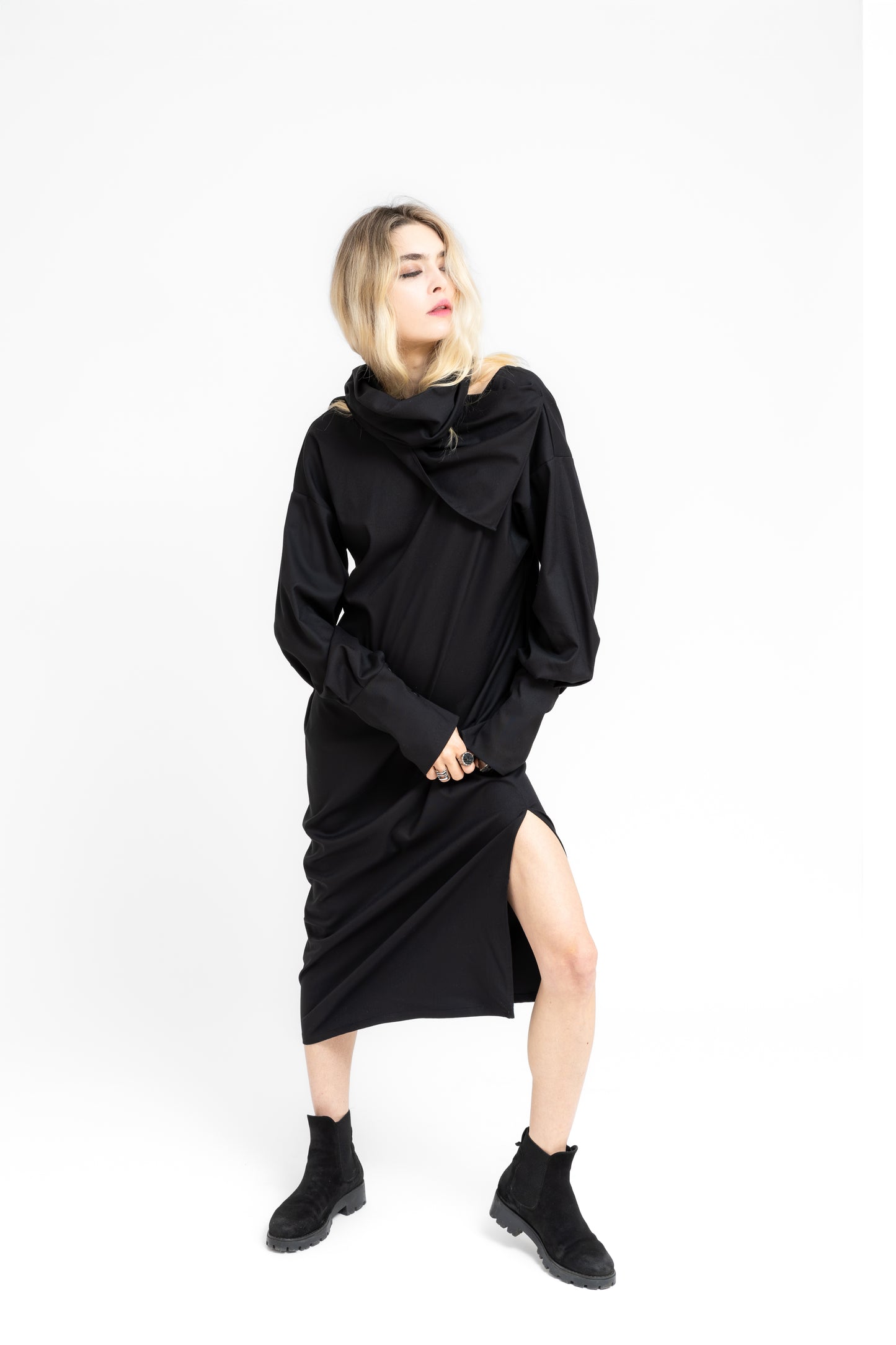 UNLoop dress Geometric floating panel and large cuffs dress