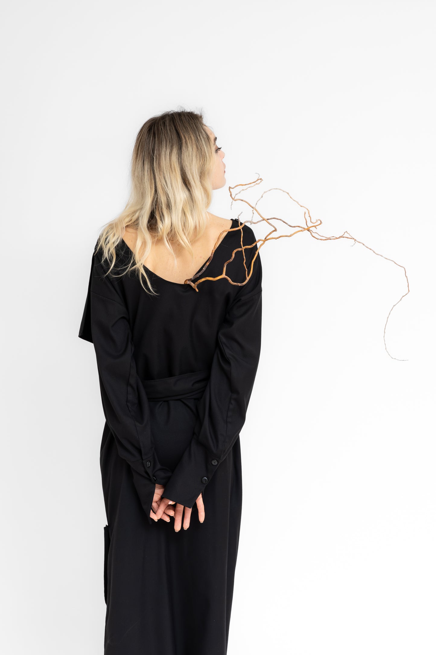 UNLoop dress Geometric floating panel and large cuffs dress