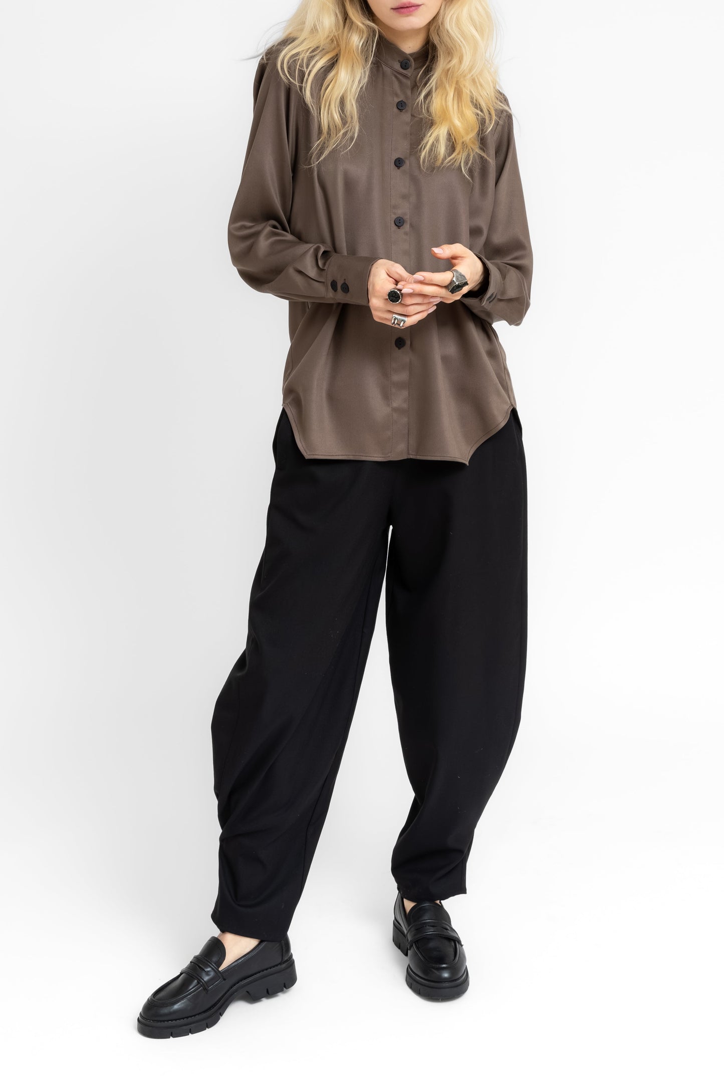 Ombra Geometric cuts buttons shirt