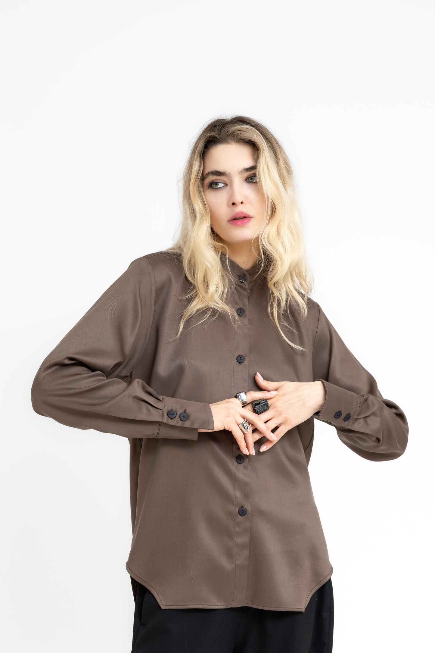 Ombra Geometric cuts buttons shirt