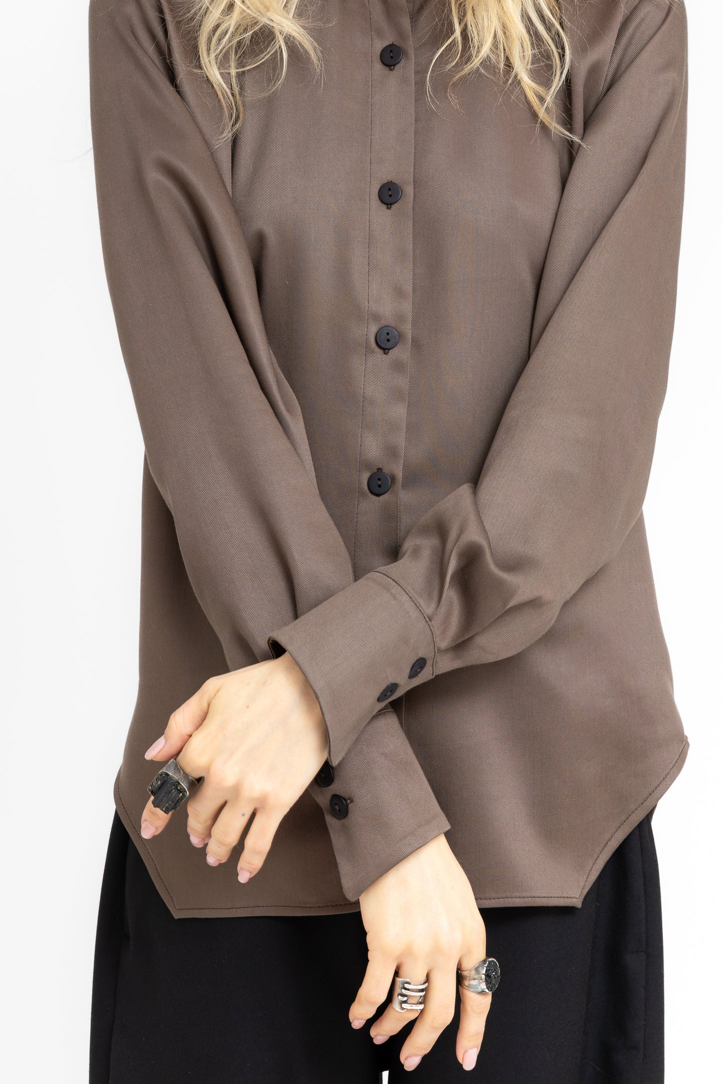 Ombra Geometric cuts buttons shirt
