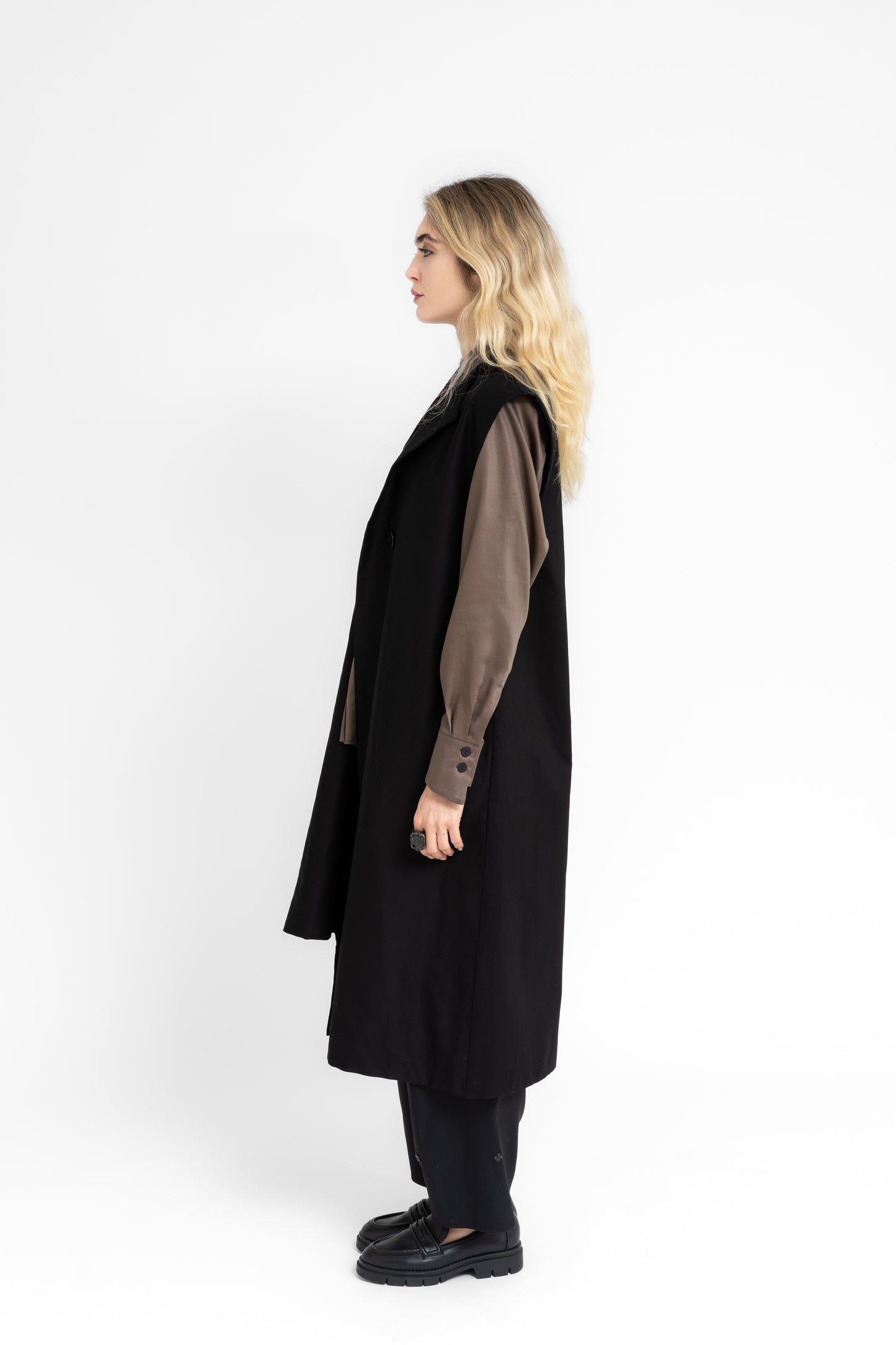 Steinfall structured asymetric cuts long vest