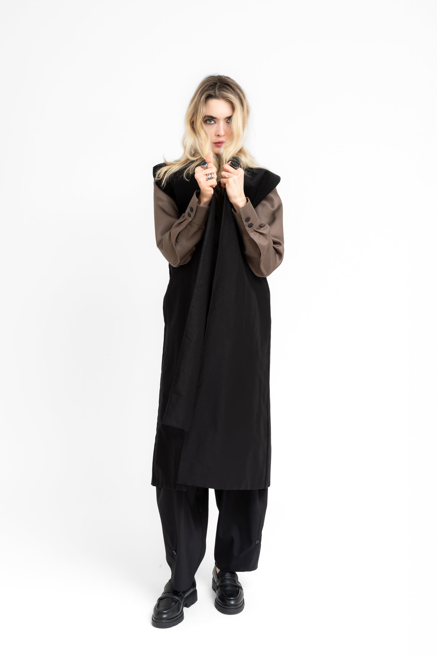 Steinfall structured asymetric cuts long vest