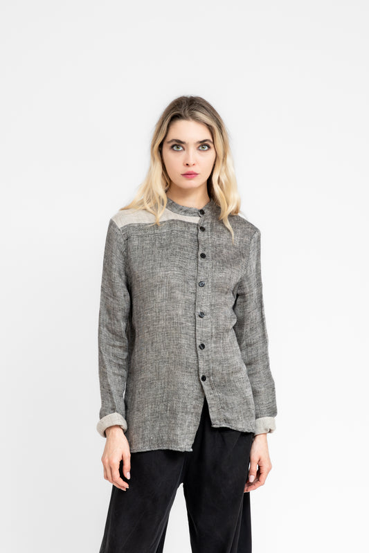 SandStorm asymmetric double sided linen shirt