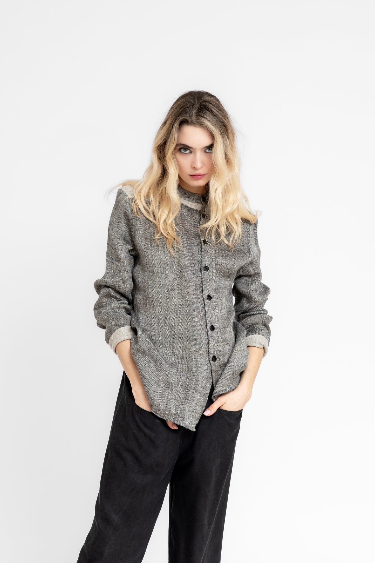 SandStorm Asymmetric Linen Shirt