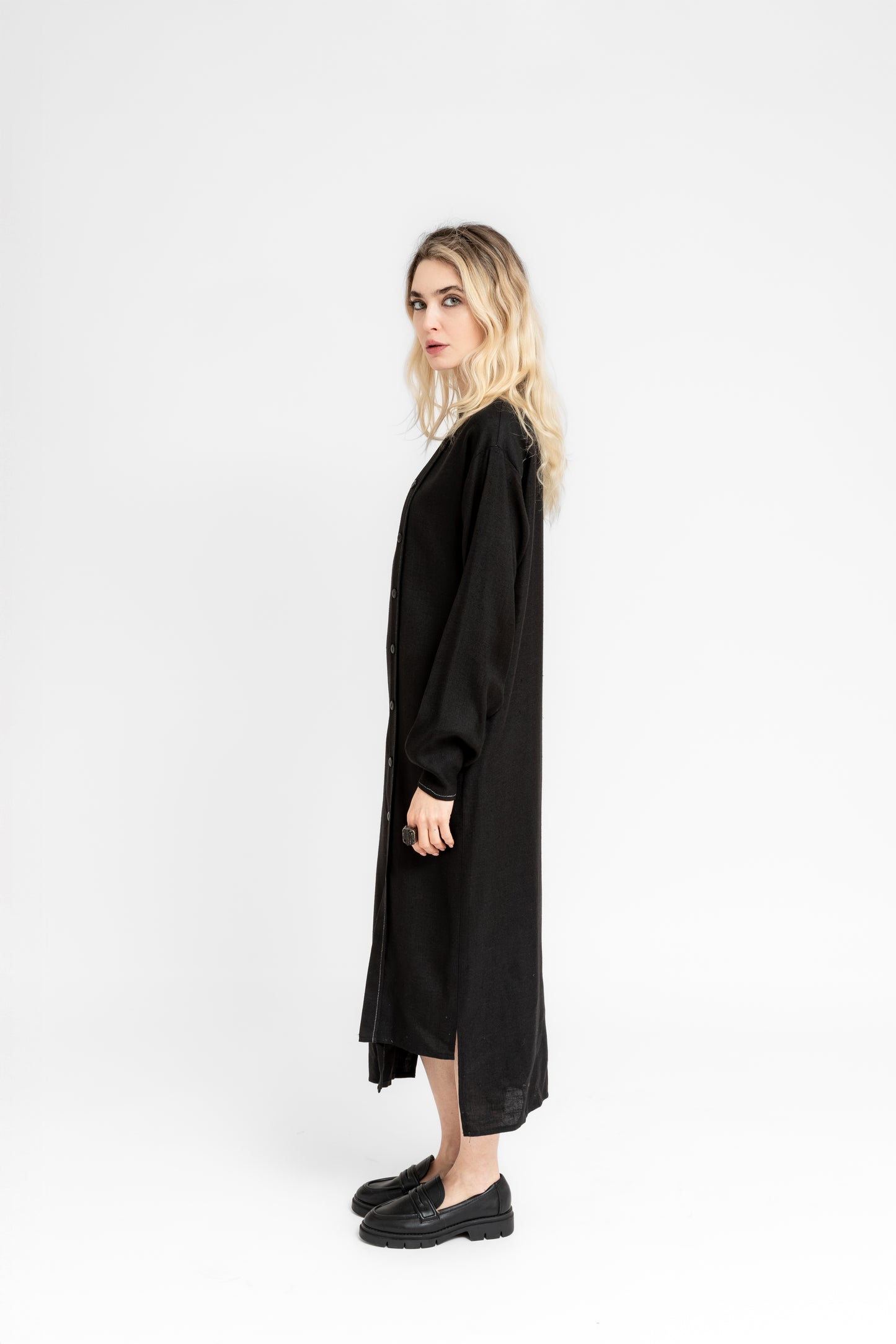 BlackSandstorm | Maxi Shirtdress with contrasting thread details