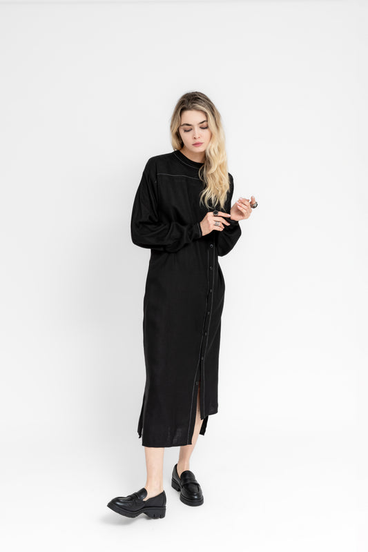 BlackSandstorm | Maxi Shirtdress with contrasting thread details