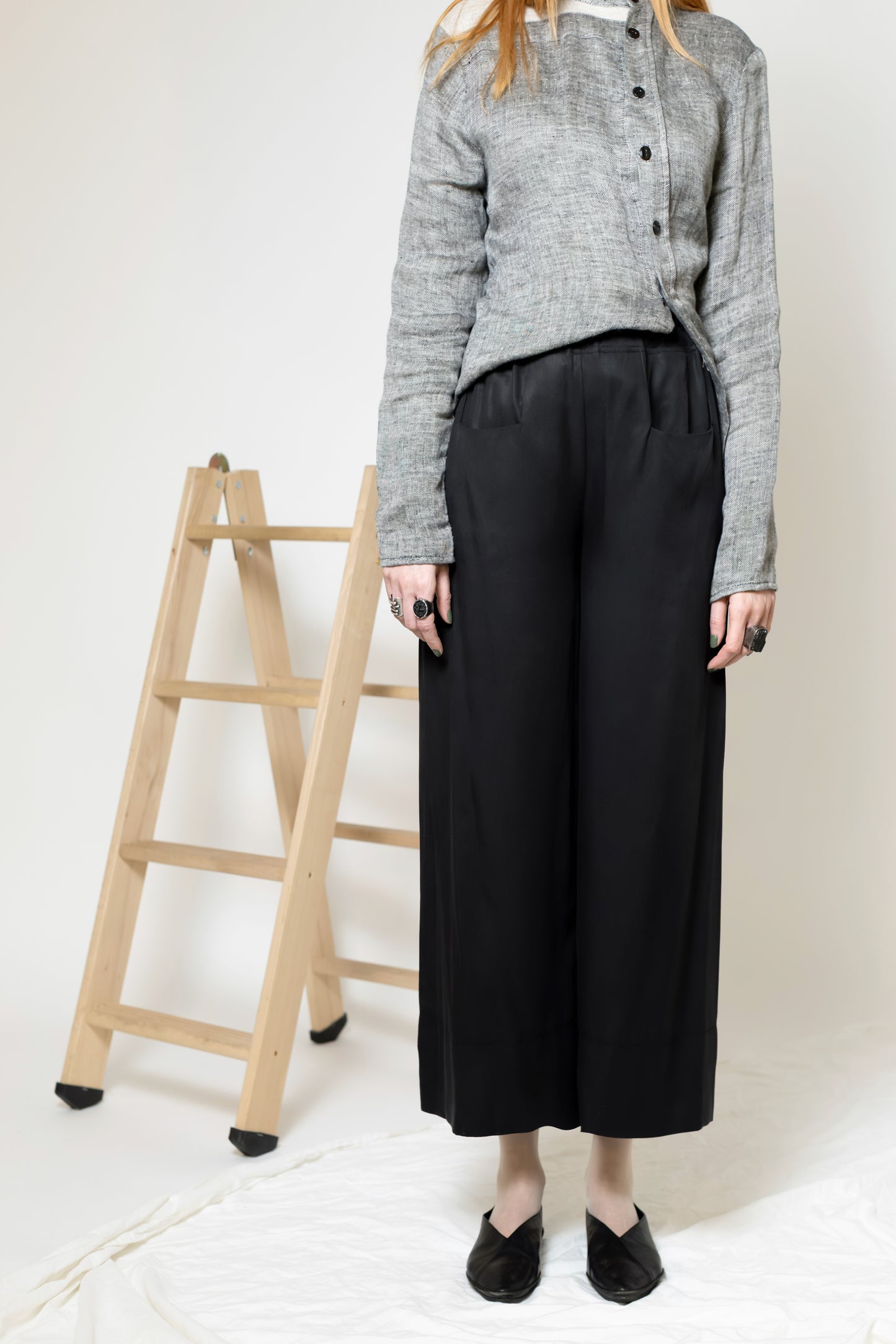Square Space geometric square cuts cullottes style trousers