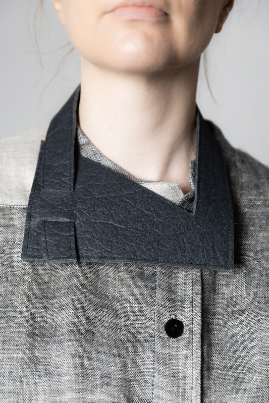 Geometric neck pieces made from pinatex