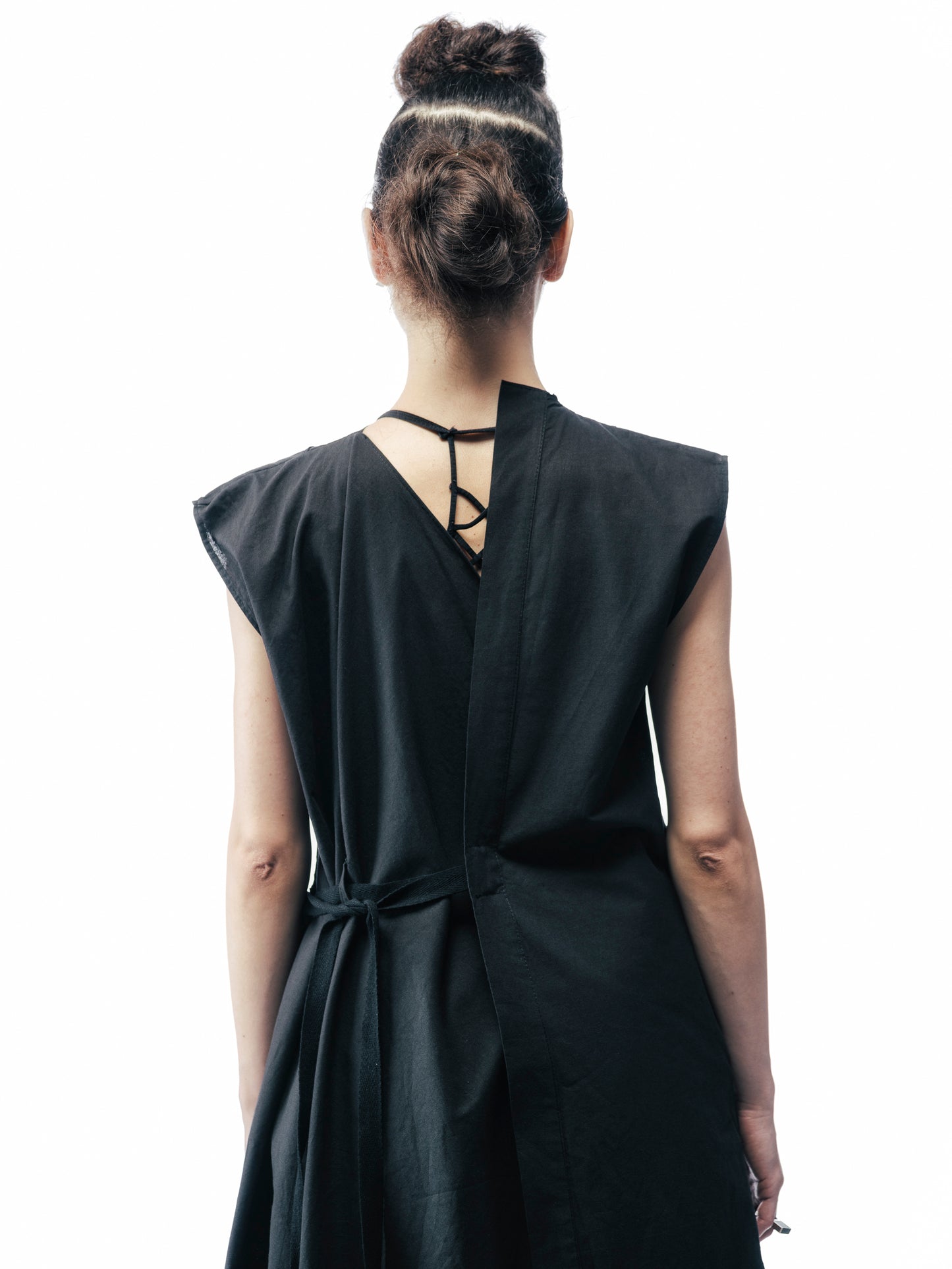 No.Connection genderless asymmetric draped overall cardigan or dress