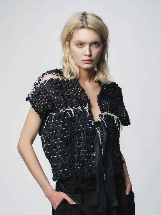 Artisanal avant-garde zero-waste design vest