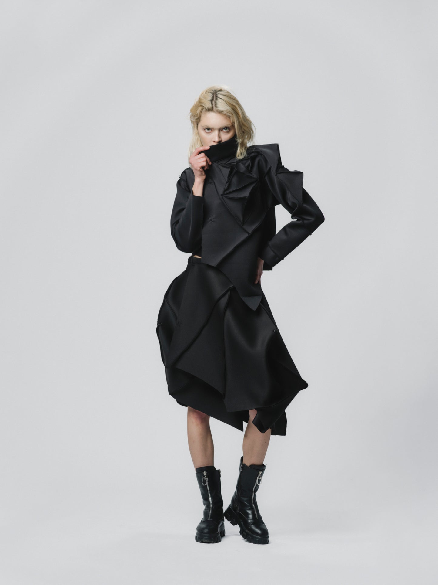 Sculptural wrap-skirt