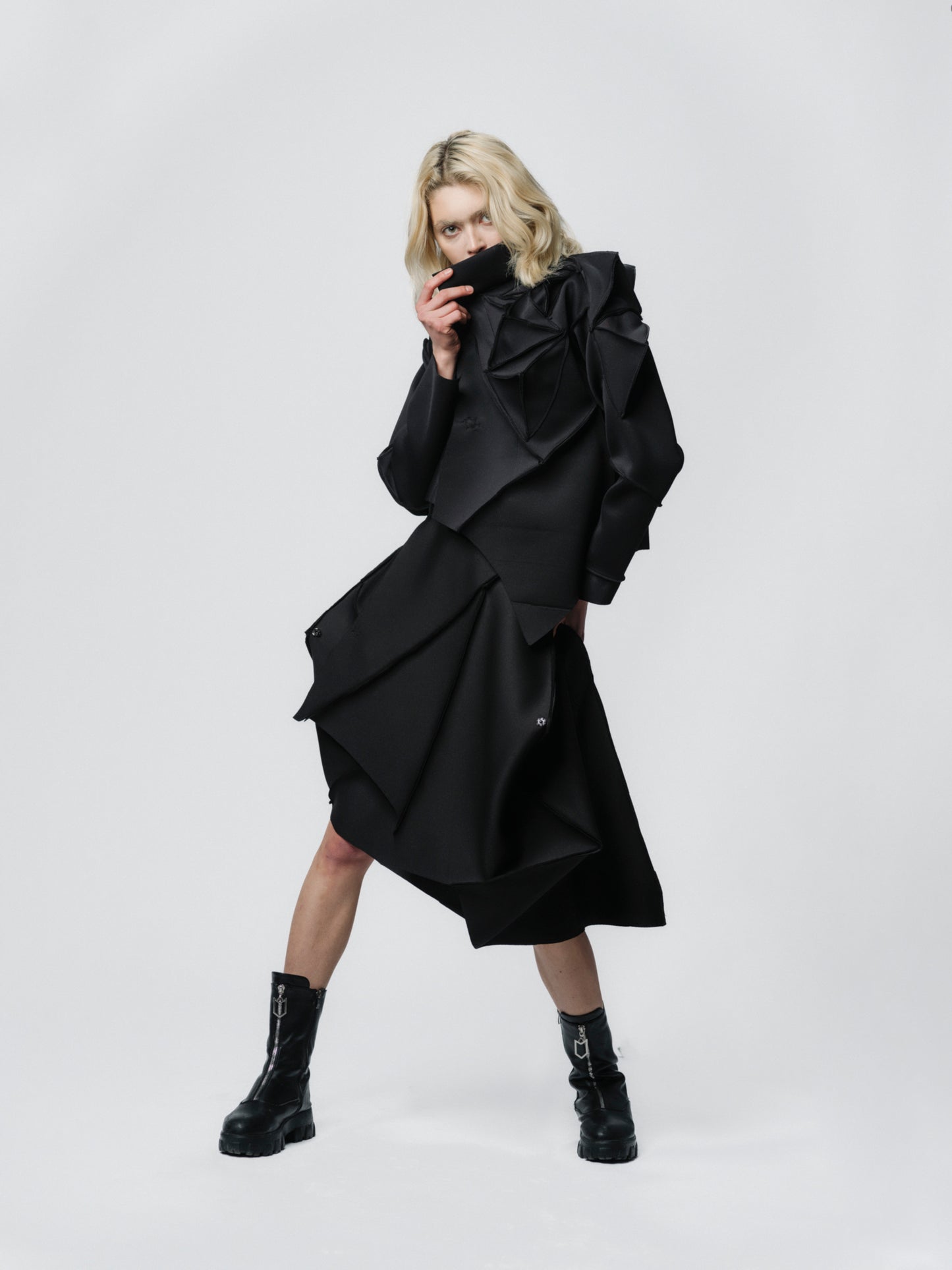 Sculptural wrap-skirt
