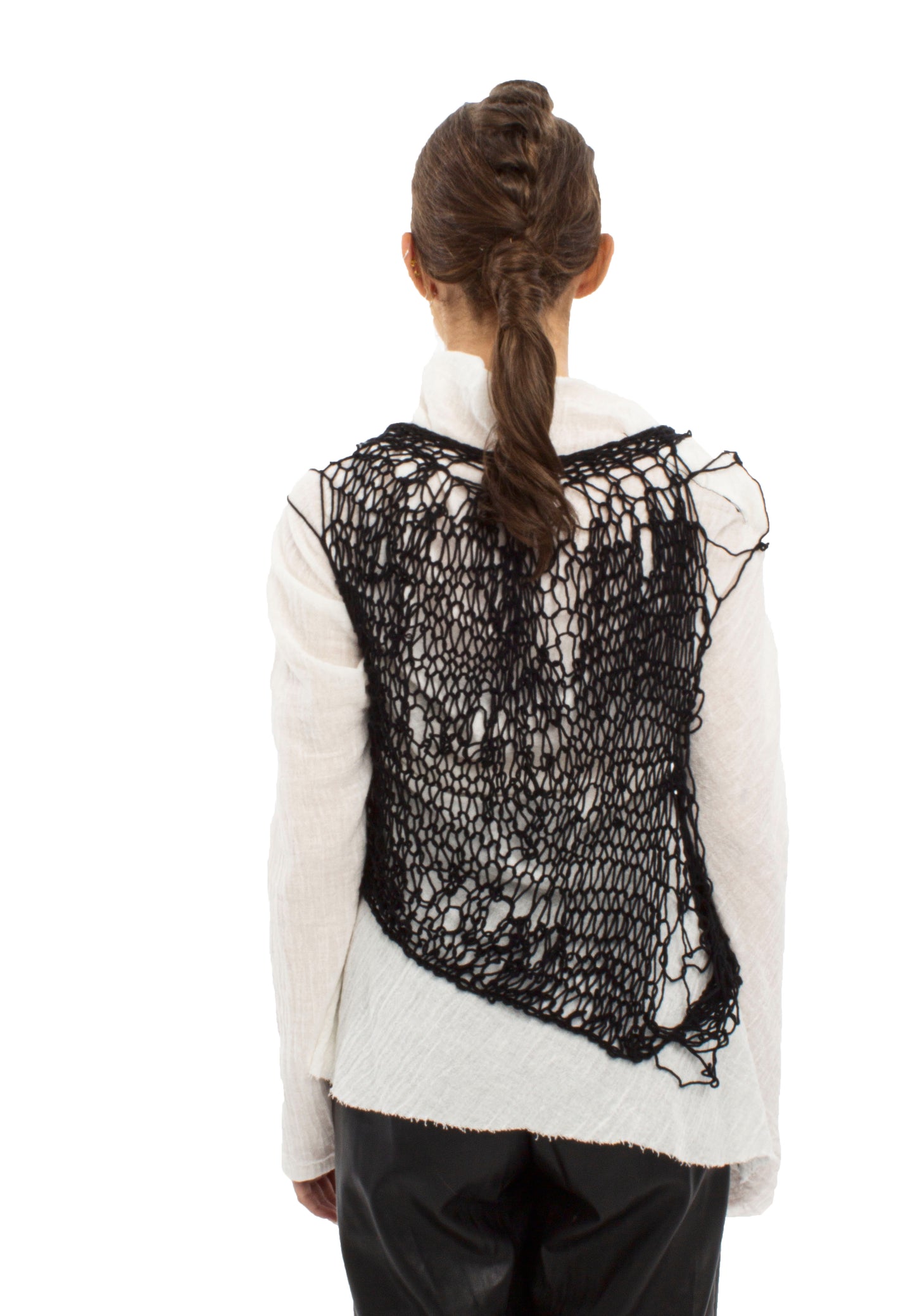 Deconstructed hand knitted avantgarde top